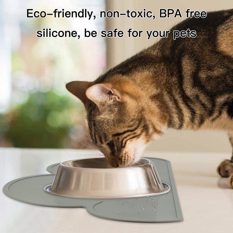 DesignSter Pet Food Matsâ€“Dog Cat Feeding Mat Top Grade Cloud Silicone Pad Anti-Slip Waterproof Anti-Slip Bowl Placemat (Dark Gray) - Image 5